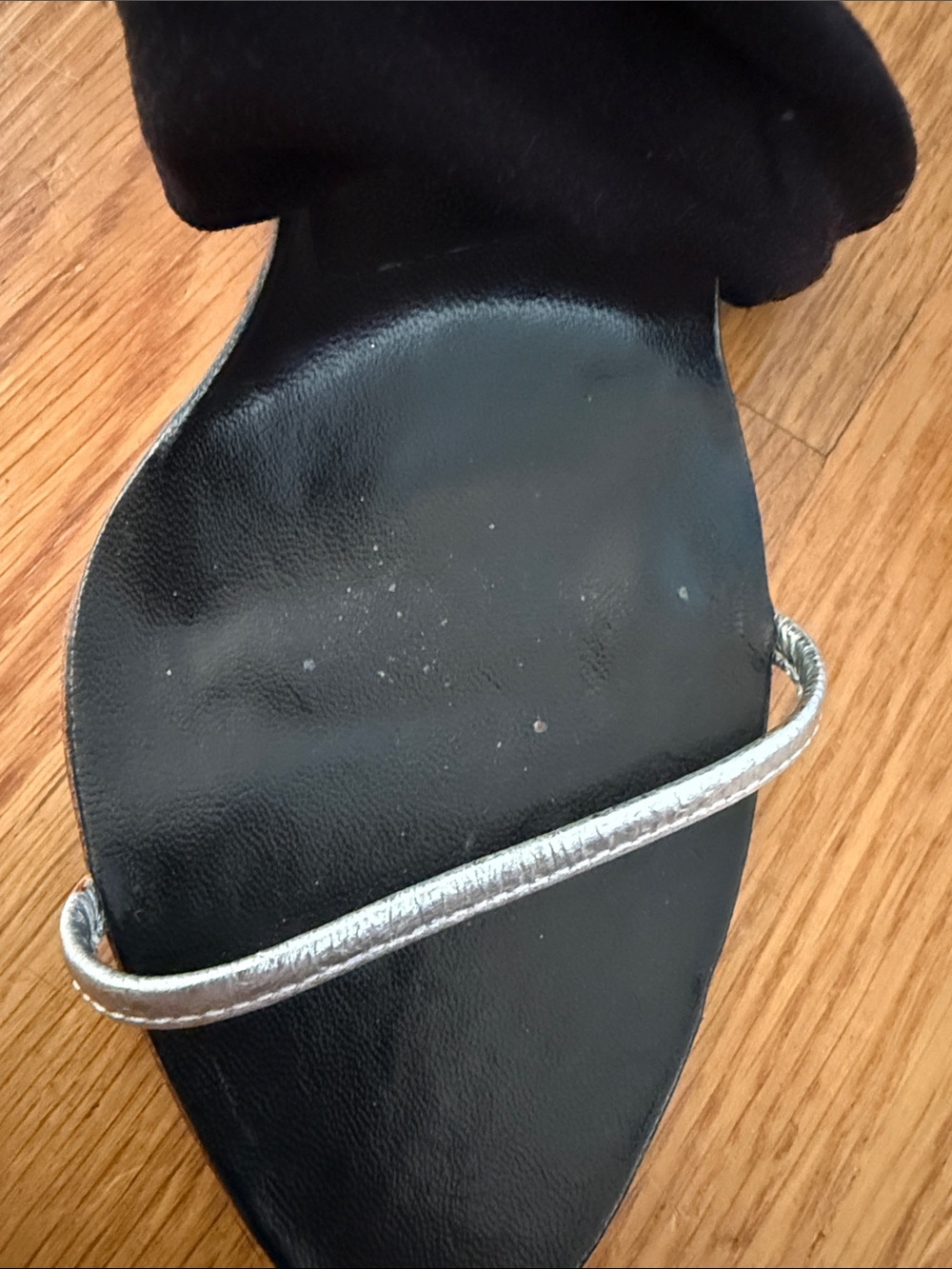 Helmut Lang Black Wrap Sandals with Silver Toe Strap - Picture 8 of 10